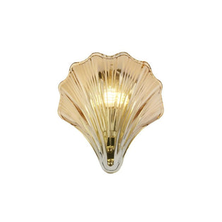 Shell Satin Brass & Amber Glass Wall Light
