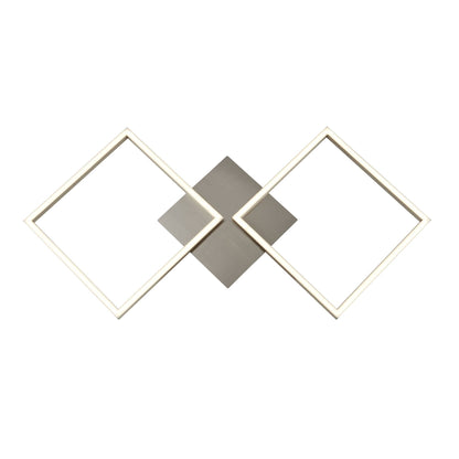 Wall Art 2 Light Square LED Wall Flush Fitting Satin Silver
