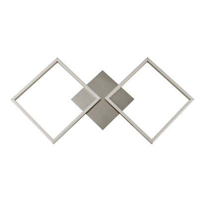 Wall Art 2 Light Square LED Wall Flush Fitting Satin Silver