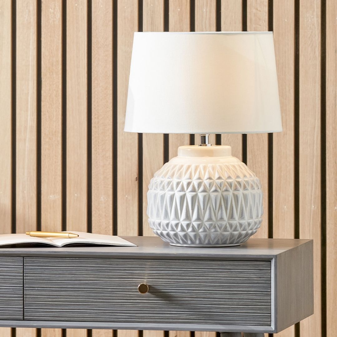 Anneli White Aztec Ceramic Table Lamp