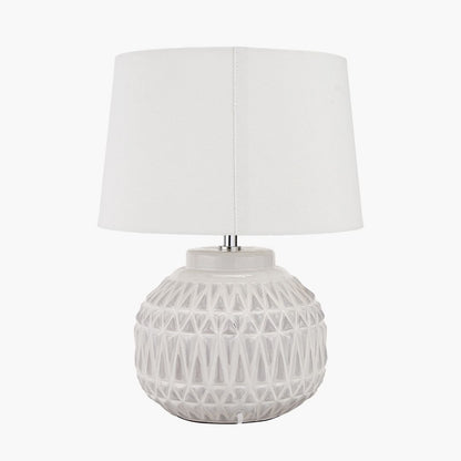 Anneli White Aztec Ceramic Table Lamp