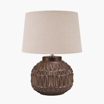 Anneli Bronze Aztec Ceramic Table Lamp with Natural Shade