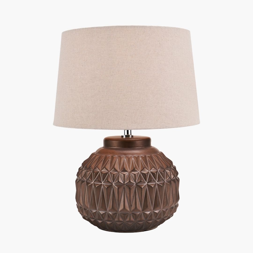 Anneli Bronze Aztec Ceramic Table Lamp with Natural Shade