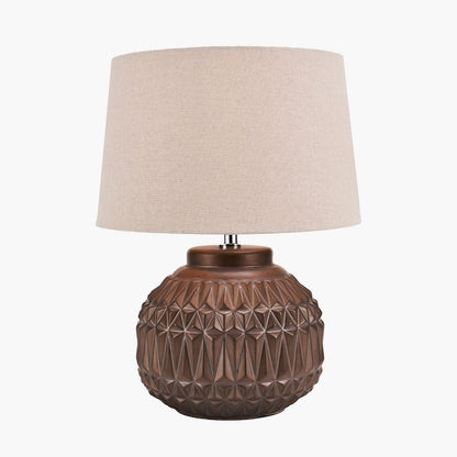 Anneli Bronze Aztec Ceramic Table Lamp with Natural Shade