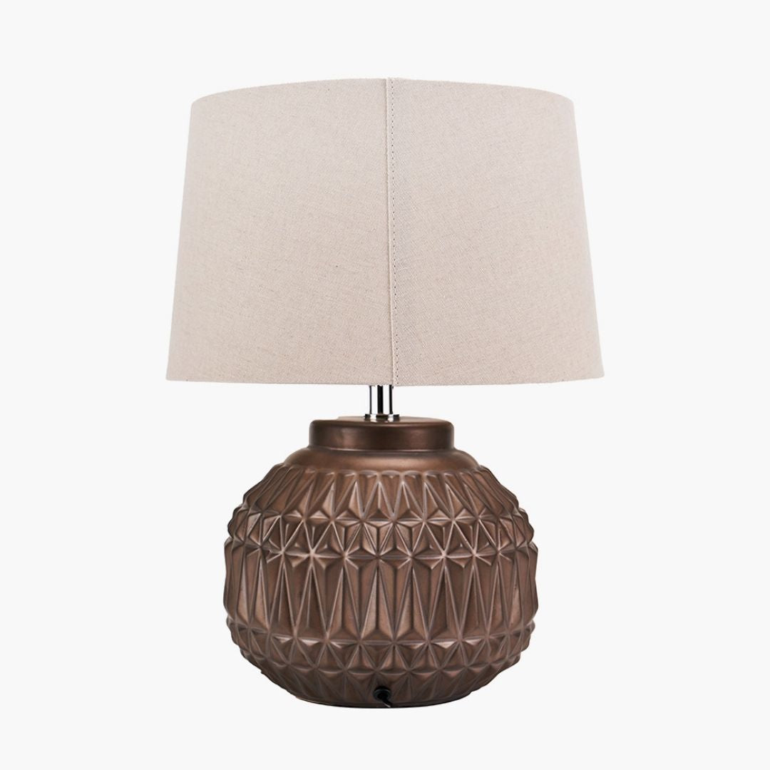 Anneli Bronze Aztec Ceramic Table Lamp with Natural Shade