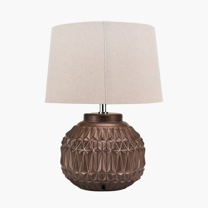 Anneli Bronze Aztec Ceramic Table Lamp with Natural Shade
