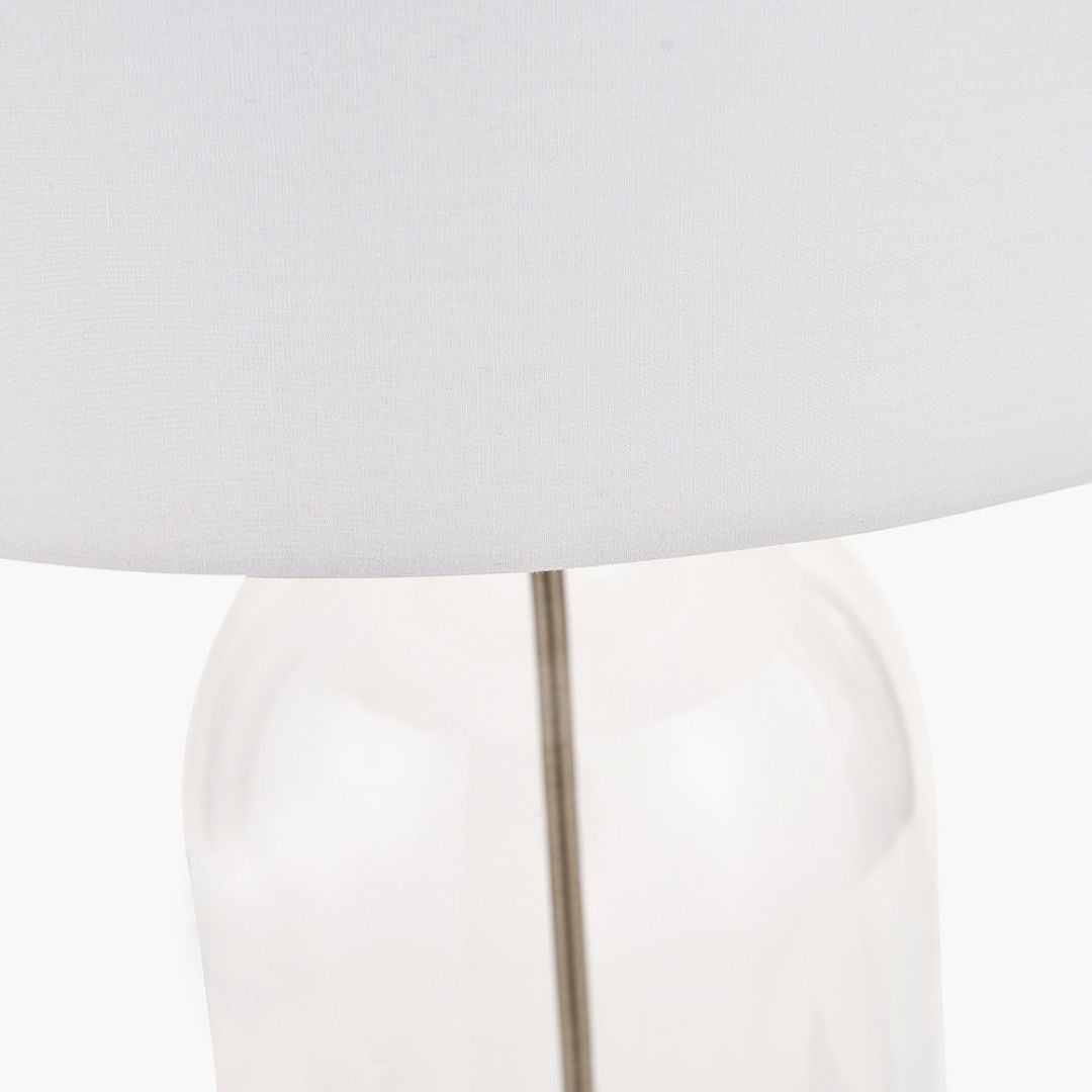 Cloche Antique Brass & Glass Table Lamp with White Shade