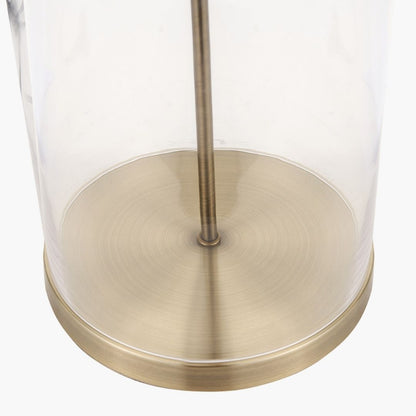 Cloche Antique Brass & Glass Table Lamp with White Shade