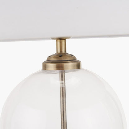 Cloche Antique Brass & Glass Table Lamp with White Shade