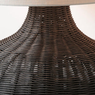 Allona Black Rattan Round Table Lamp