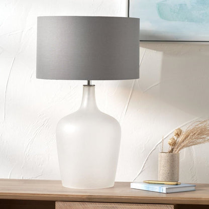 Tamsin Frosted Glass Table Lamp with Grey Shade