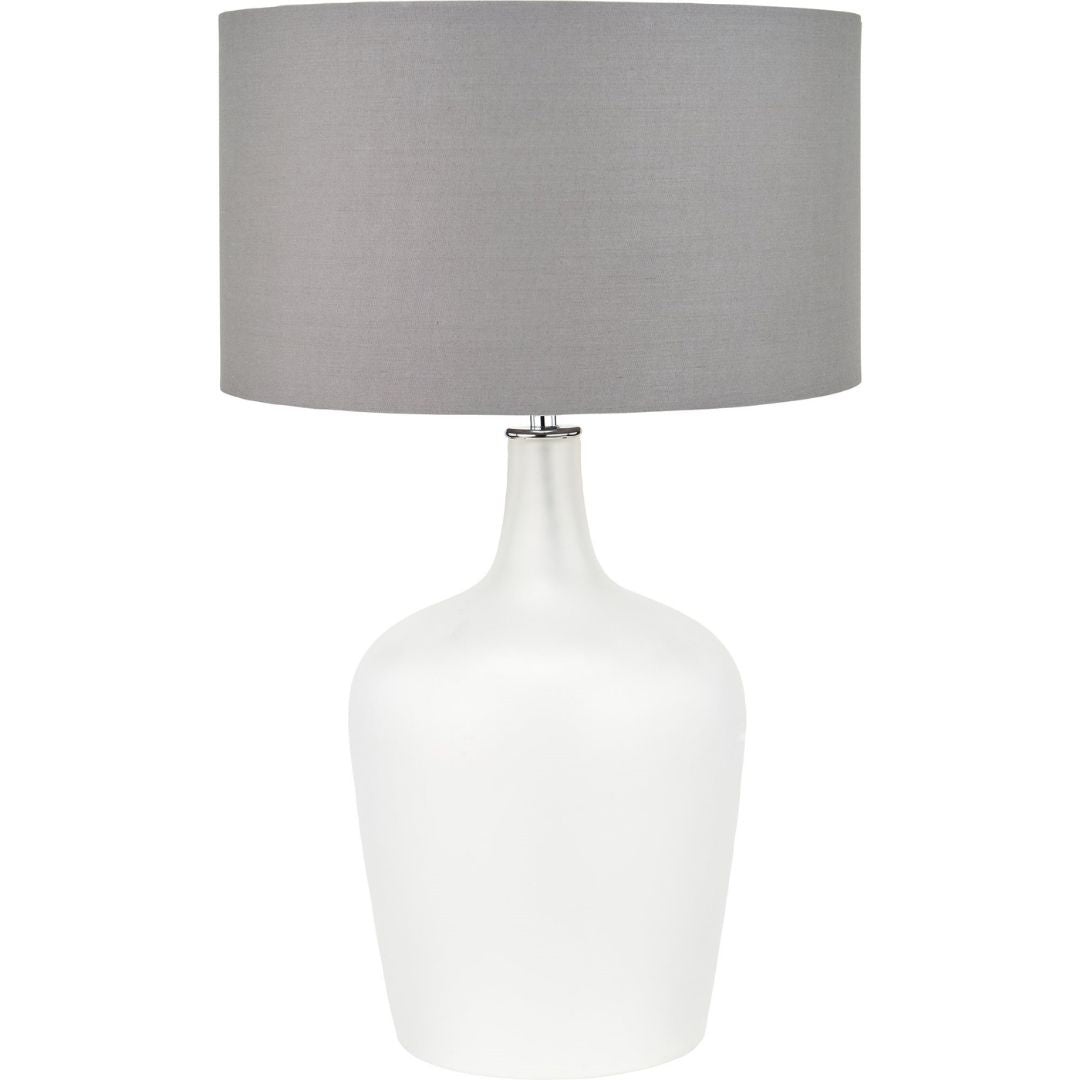 Tamsin Frosted Glass Table Lamp with Grey Shade
