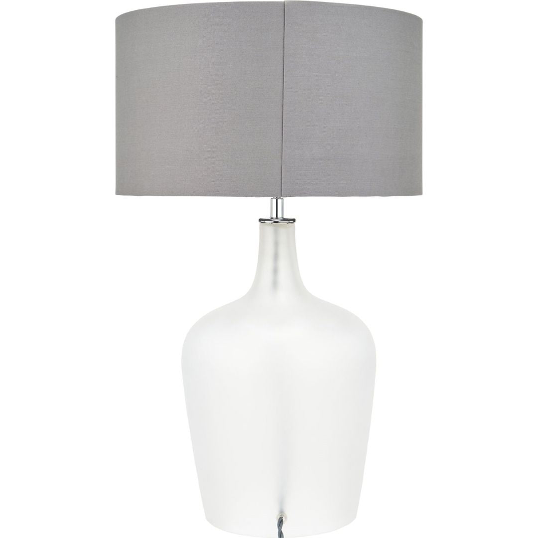 Tamsin Frosted Glass Table Lamp with Grey Shade