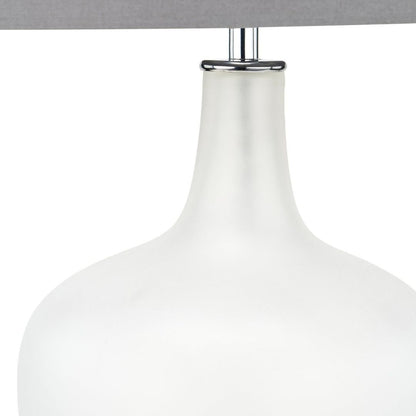 Tamsin Frosted Glass Table Lamp with Grey Shade