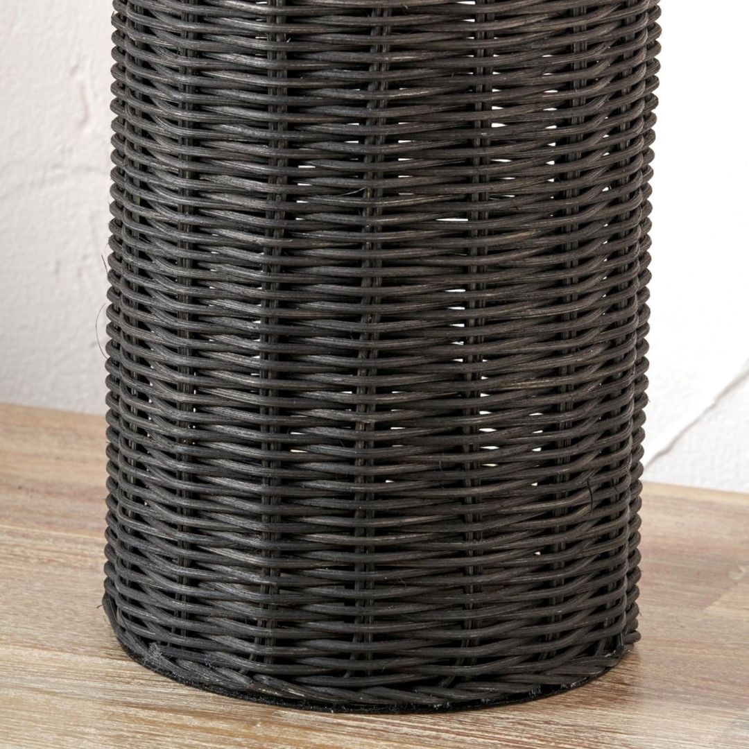 Anika Black Rattan Bottle Table Lamp with White Shade