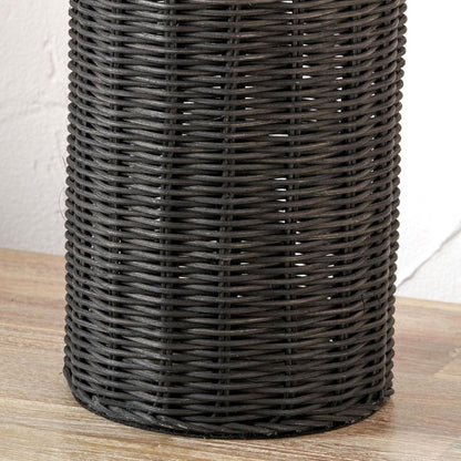 Anika Black Rattan Bottle Table Lamp with White Shade