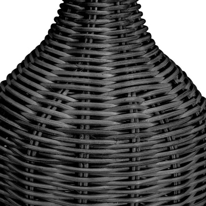 Anika Black Rattan Bottle Table Lamp with White Shade