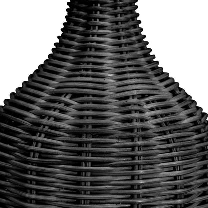 Anika Black Rattan Bottle Table Lamp with White Shade