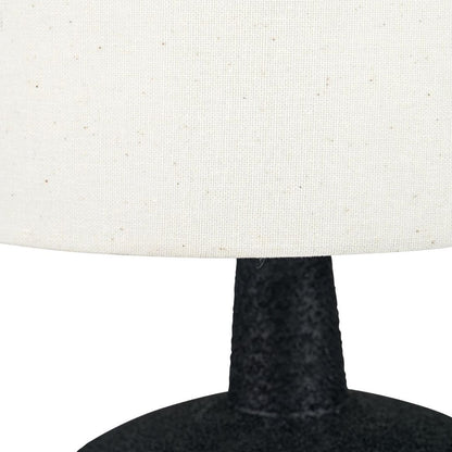 Elio Black & Wood Ceramic Table Lamp with White Shade