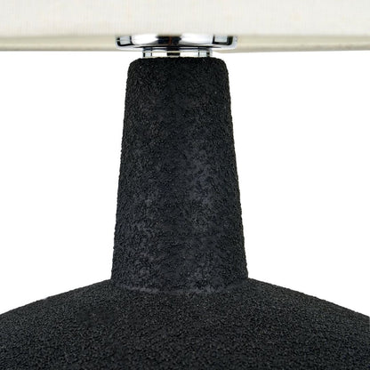 Elio Black & Wood Ceramic Table Lamp with White Shade