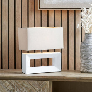 Block White Ceramic Table Lamp