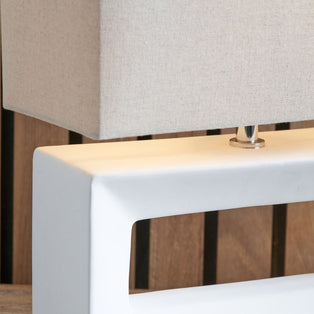 Block White Ceramic Table Lamp