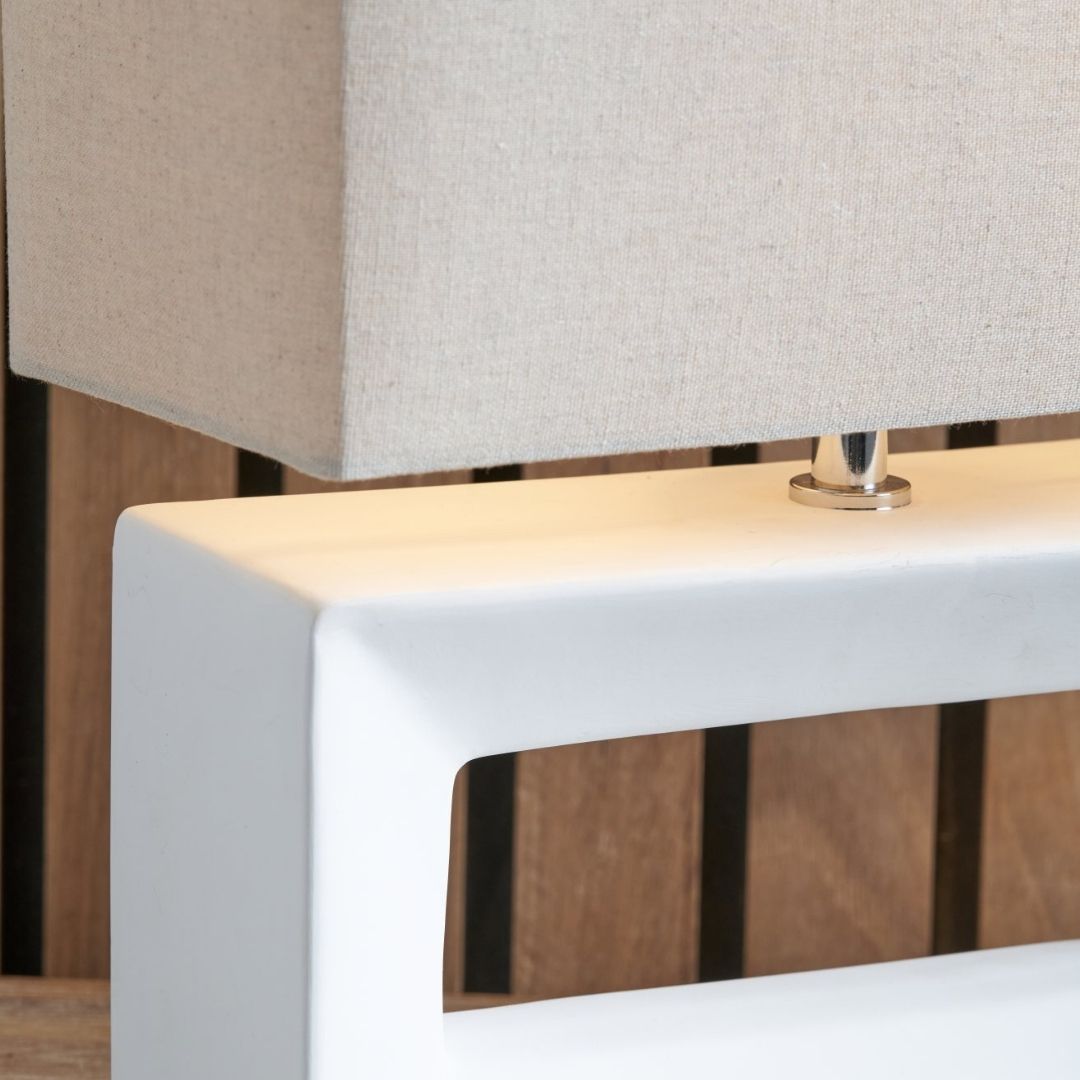 Block White Ceramic Table Lamp