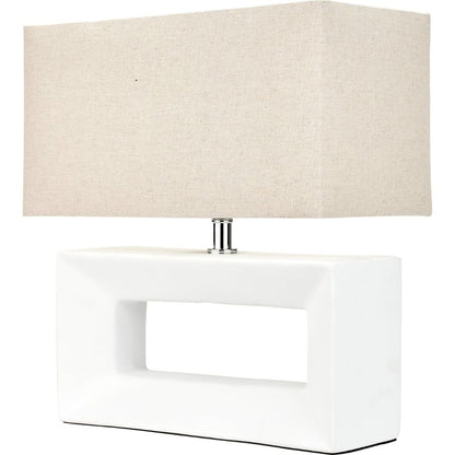 Block White Ceramic Table Lamp