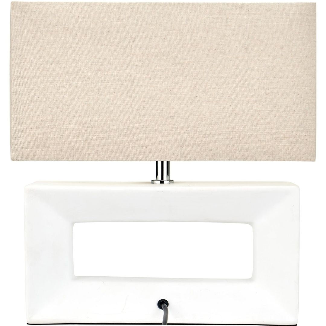 Block White Ceramic Table Lamp