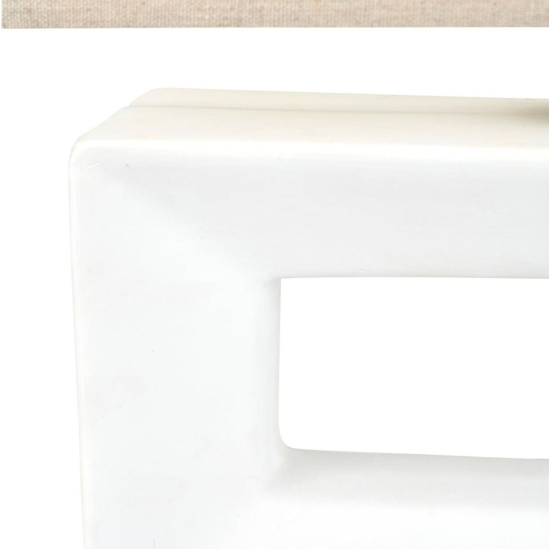 Block White Ceramic Table Lamp