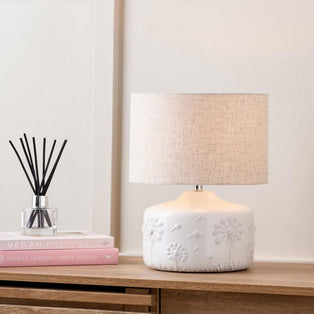 Flora Small White Floral Ceramic Table Lamp