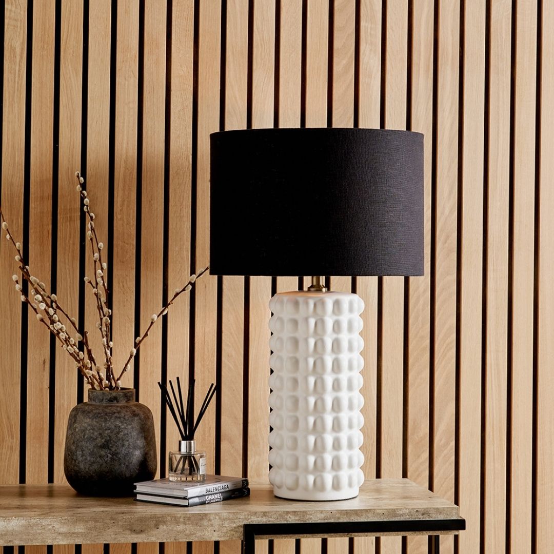 Sohan White and Black bobbled Table Lamp