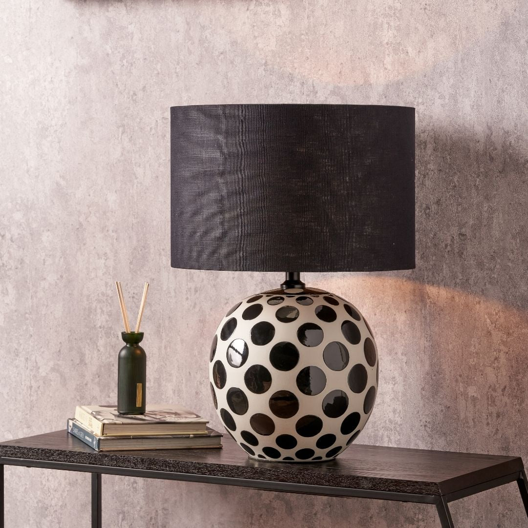 Larisa Black and White Polka Dot Table Lamp