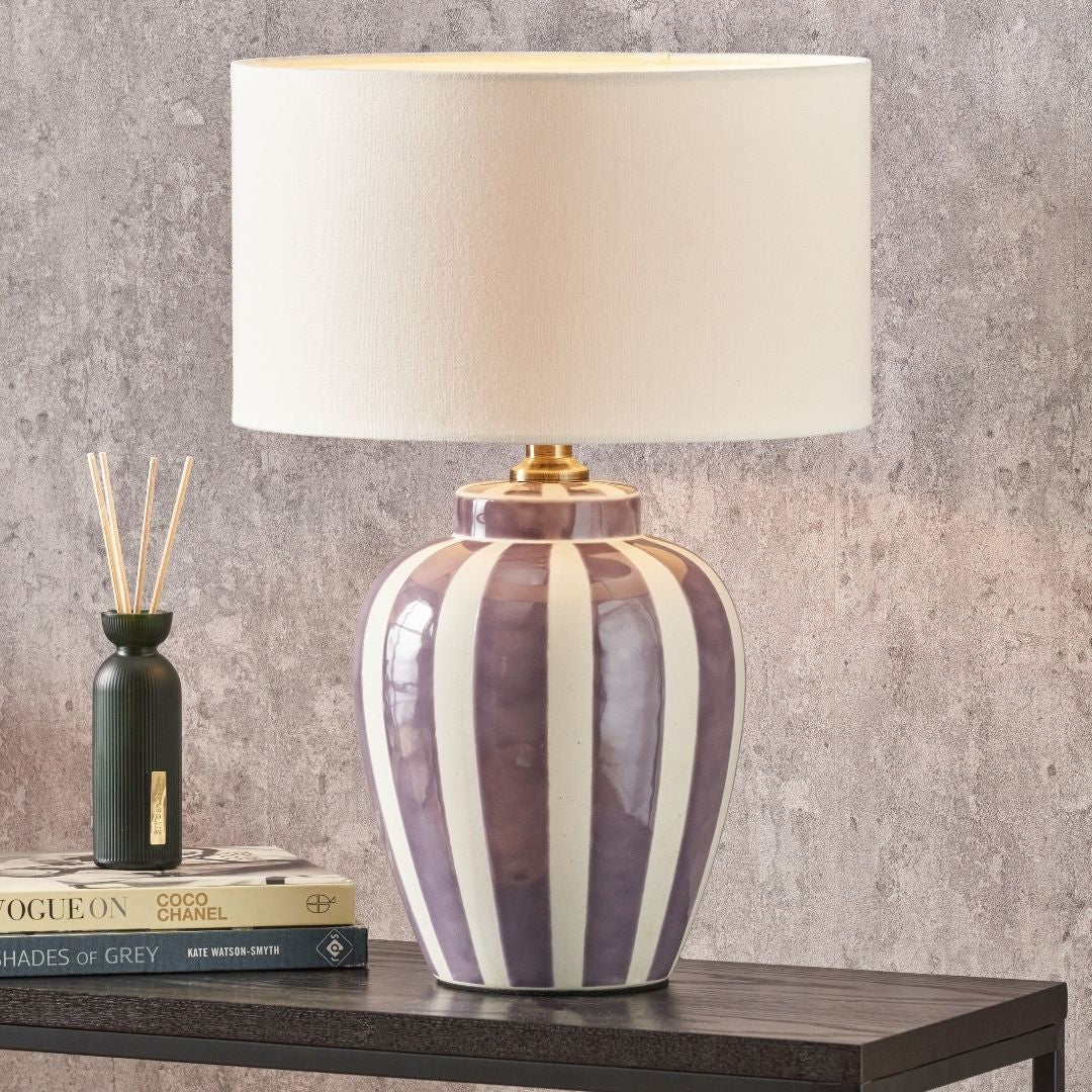 Priscilla Lilac and Ivory Stripped Table Lmap
