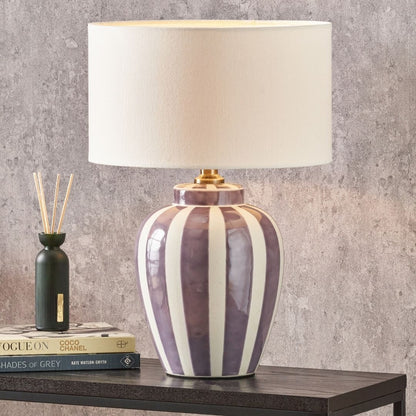 Priscilla Lilac and Ivory Stripped Table Lmap