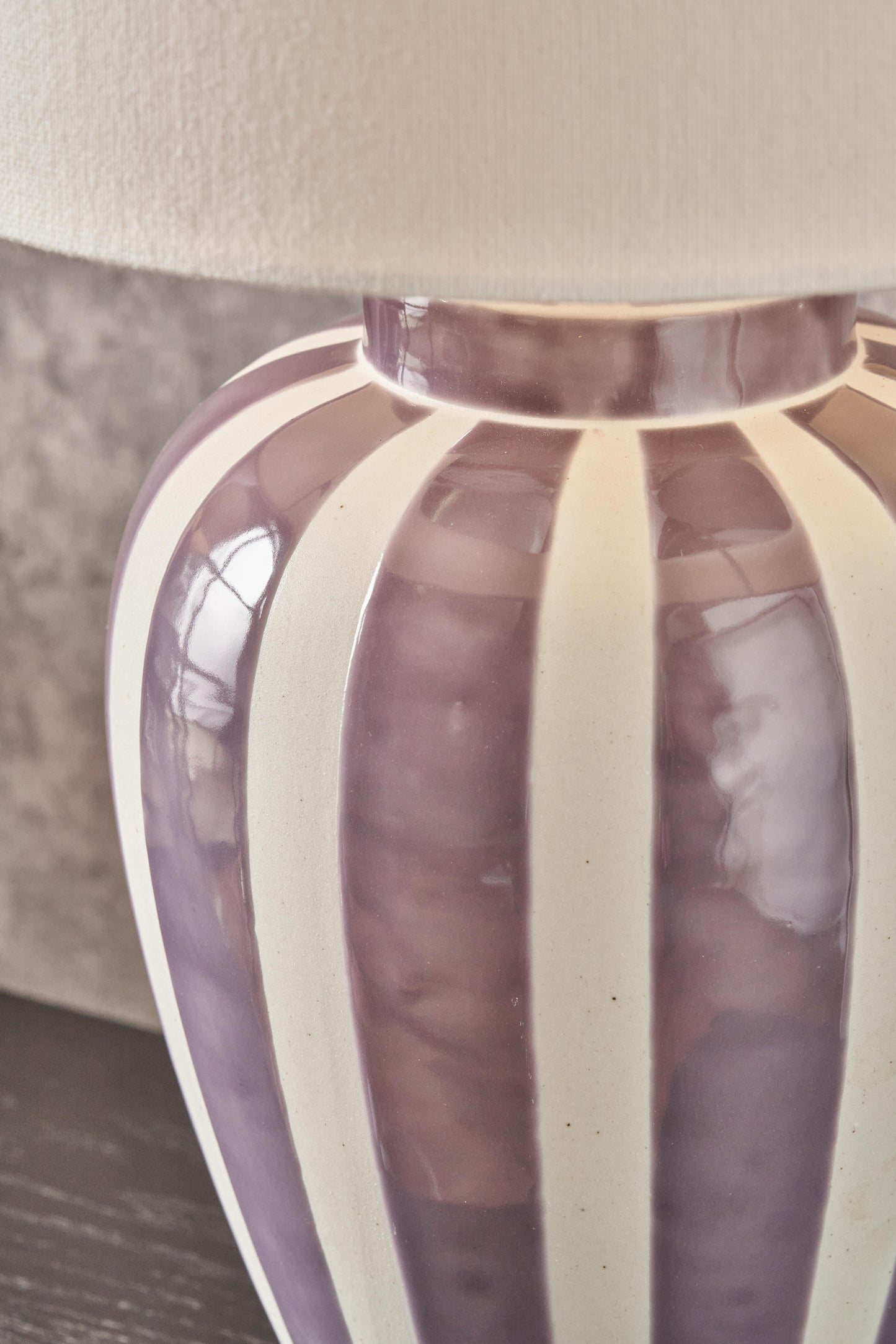 Priscilla Lilac and Ivory Stripped Table Lmap