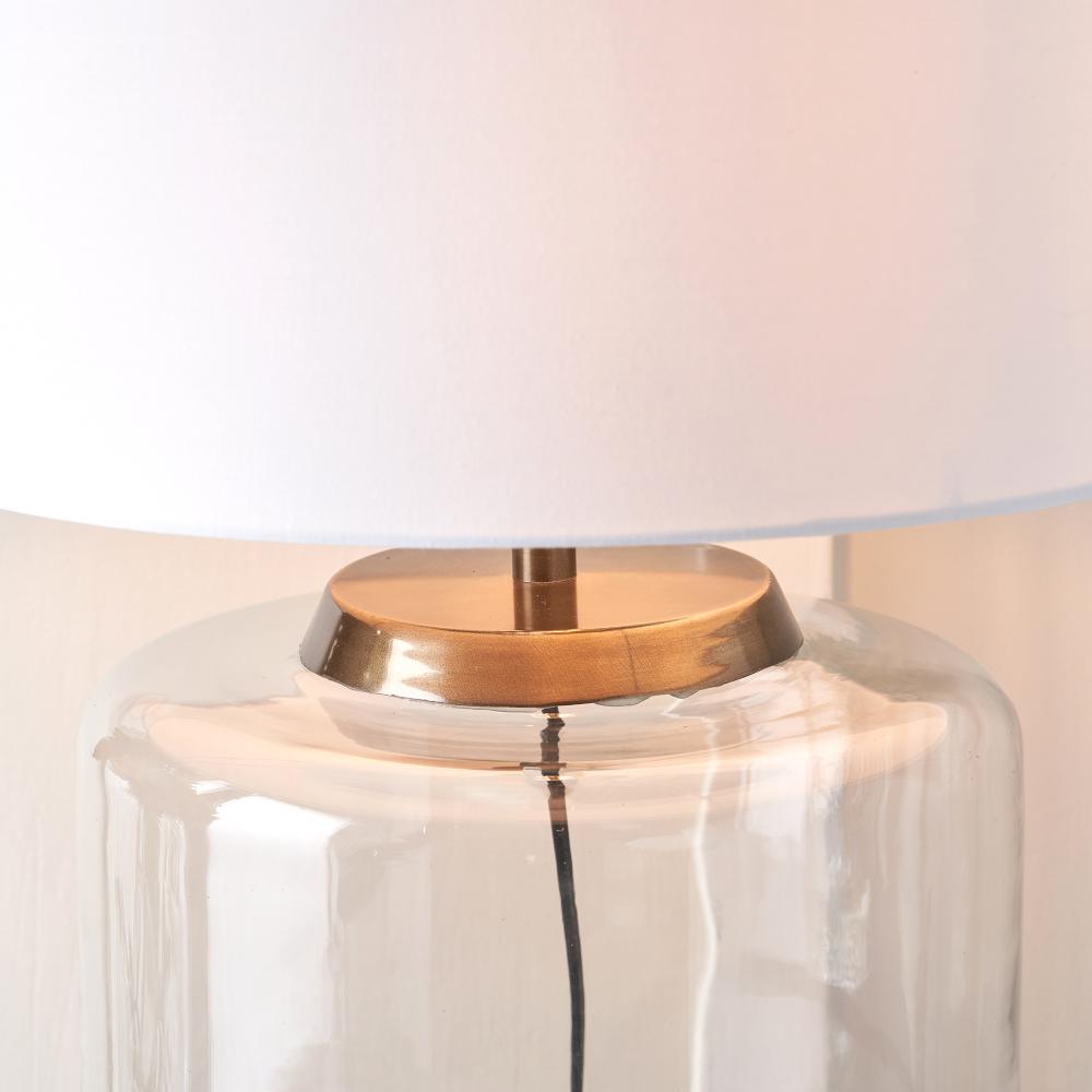 Josie Clear Glass and White Shade Table Lamp