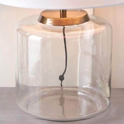 Josie Clear Glass and White Shade Table Lamp