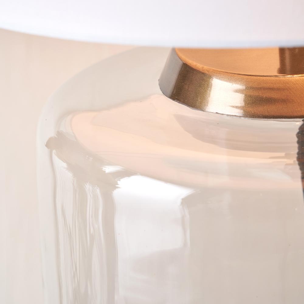 Josie Clear Glass and White Shade Table Lamp