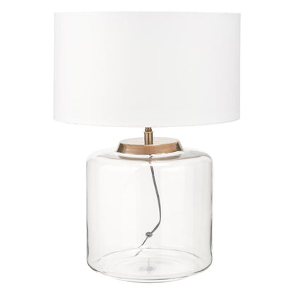 Josie Clear Glass and White Shade Table Lamp