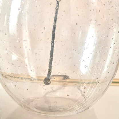Elysia Round Bubble Glass Table Lamp with Silver Shade