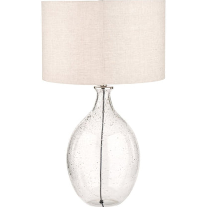 Elysia Round Bubble Glass Table Lamp with Silver Shade