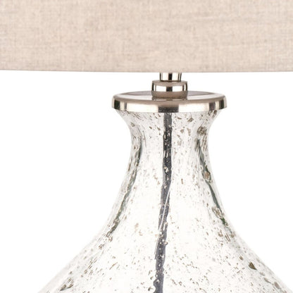 Elysia Round Bubble Glass Table Lamp with Silver Shade