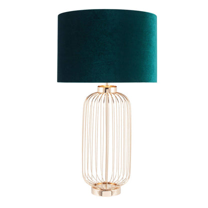 Dania French Gold 51cm Table Lamp with a Forest Green Velvet Shade
