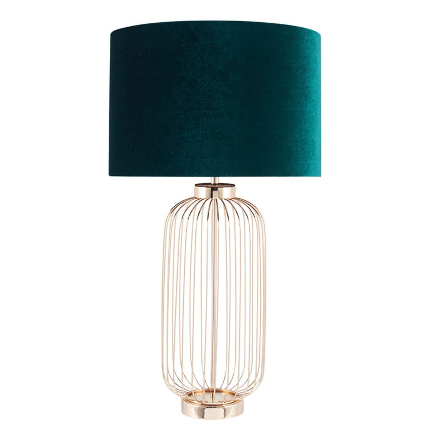 Dania French Gold 51cm Table Lamp with a Forest Green Velvet Shade