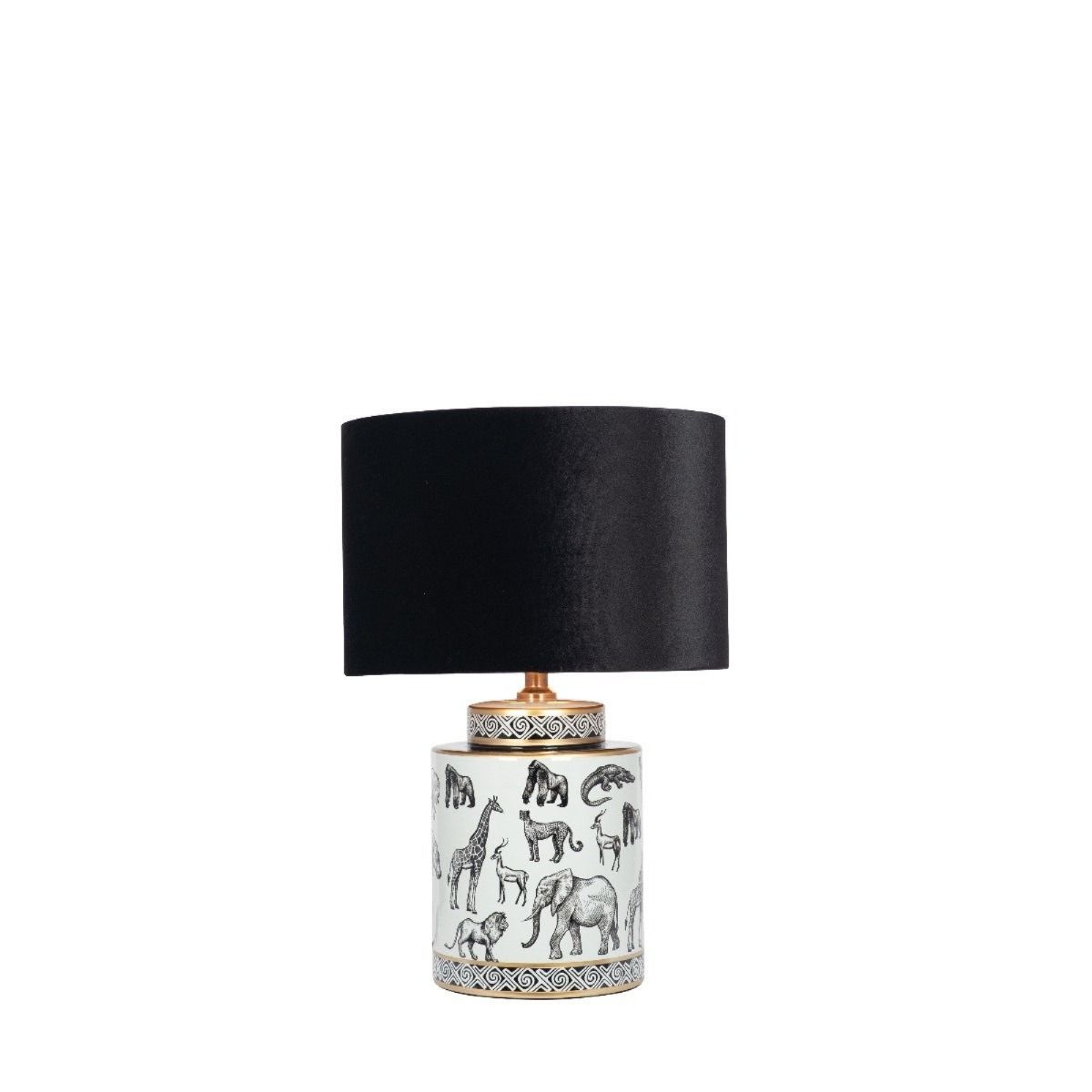 Bundala Black and White Safari Print Table Lamp