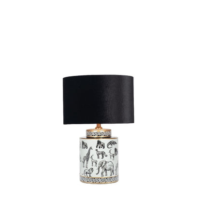 Bundala Black and White Safari Print Table Lamp