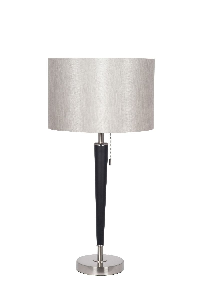 Lowrly Brushed Silver and Black Table Lamp