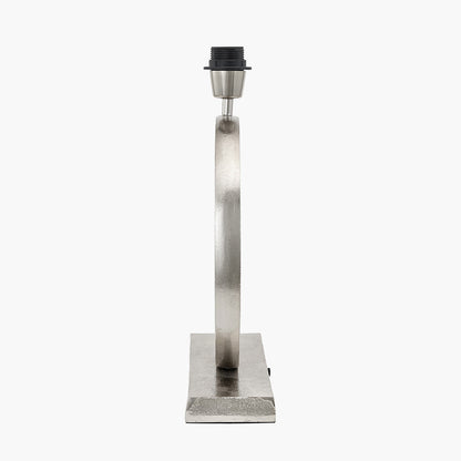 Orla Shiny Silver Metal Statement Circle Table Lamp