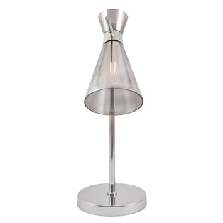 Monroe Smoked Glass & Silver Desk Table Lamp